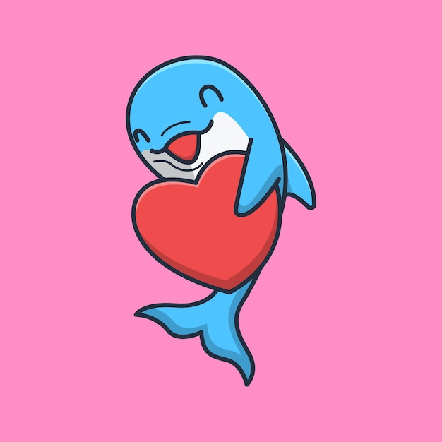 Cute dolphin who are happy with full of love