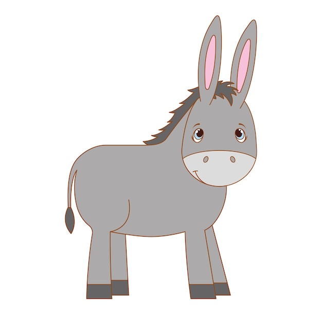 Cute donkey cartoon isolated vector illustration