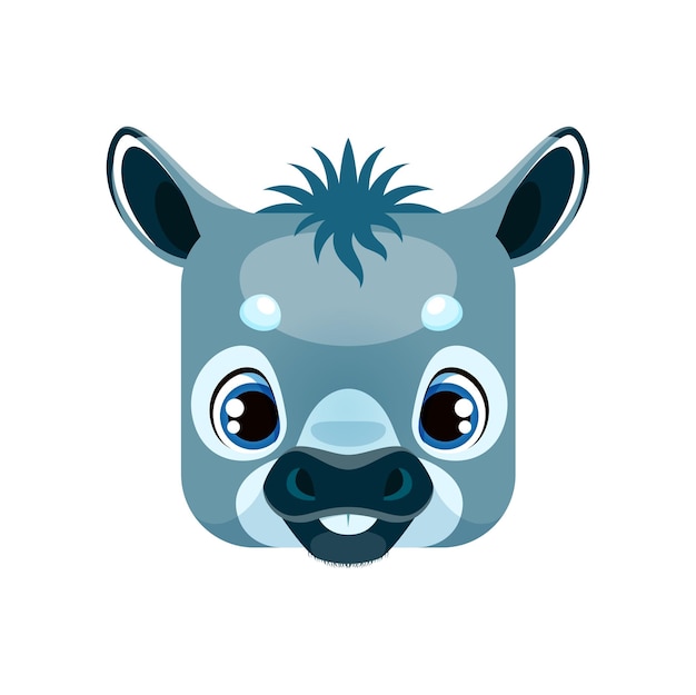 Cute donkey cartoon square animal face neddy