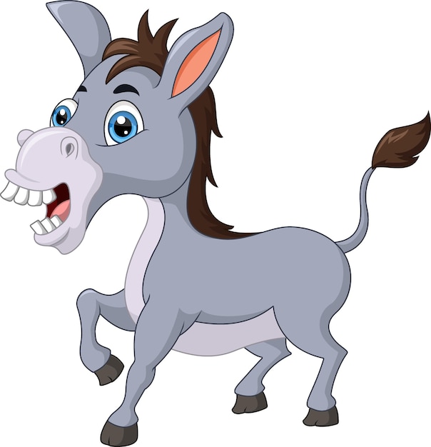 Cute donkey cartoon on white background