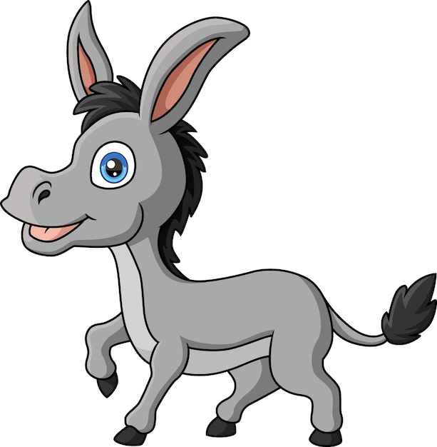 Cute donkey cartoon on white background