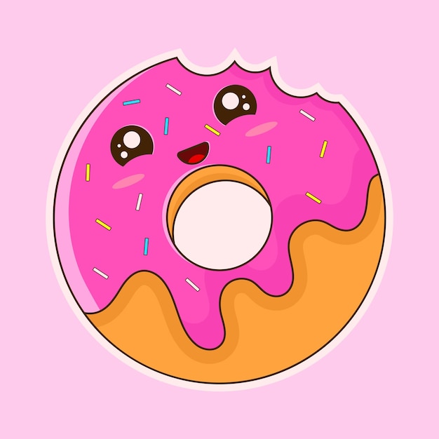 Cute donut cartoon vector illustration