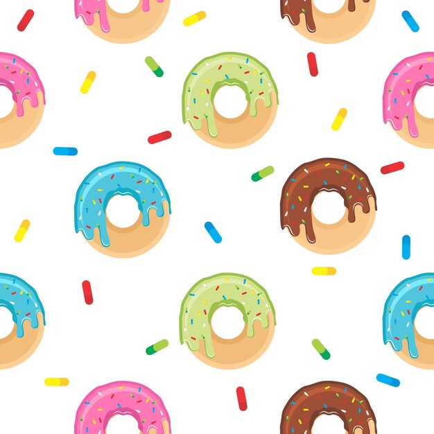 Cute donut flat design pattern illustration