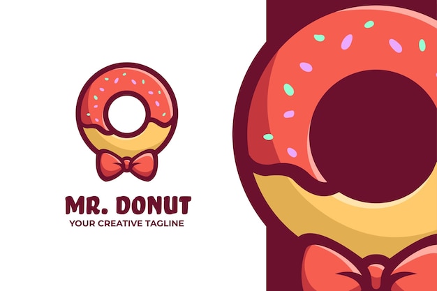 Cute Donut Mascot Character Logo