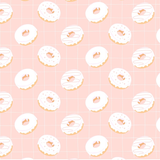 Carino ciambella rosa pastello modello doodle seamless pattern vivaio bambino bambini carta da parati modello