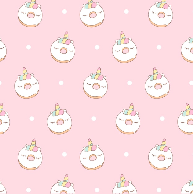 Carino ciambella unicorno modello doodle seamless pattern vivaio bambino bambini carta da parati modello