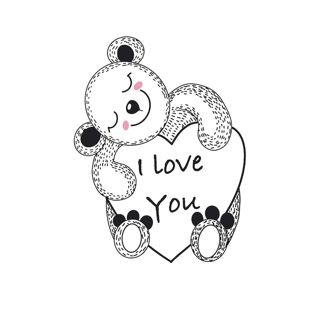 Cute doodle animal Vector cartoon bear