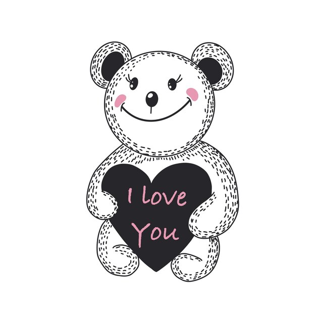 Cute doodle animal Vector cartoon bear