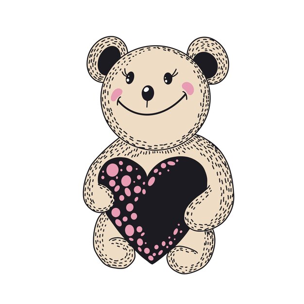 Cute doodle animal Vector cartoon bear