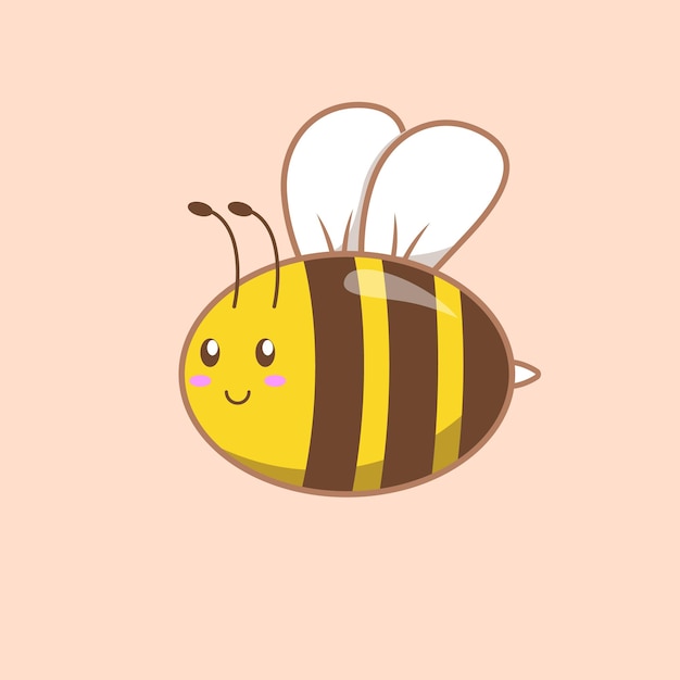 Cute doodle bee character isolated cartoon vector ilustration