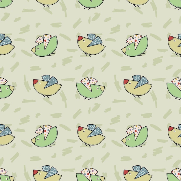 Cute doodle bird fabric pattern