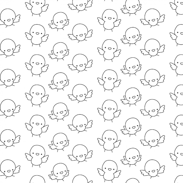 Cute doodle bird pattern