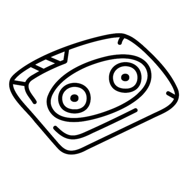 ガーリー ステッカーのコレクションからレトロなテープ レコーダーのかわいい落書きカセット漫画の色ベクトル イラスト