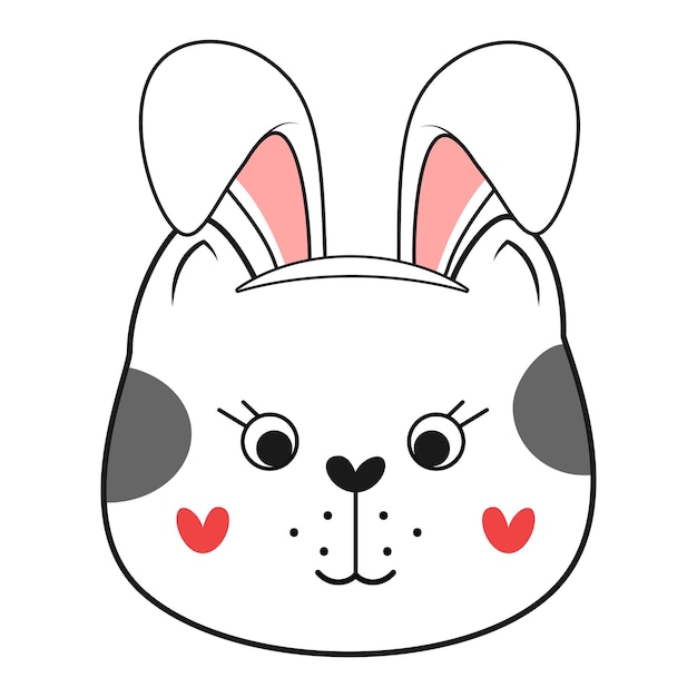 Cute doodle cat with bunny ears. vector stock illustration.