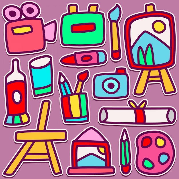 Cute doodle design painting equipment