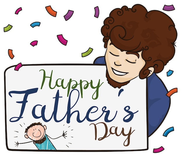 Cute doodle drawing in sign like a gift for dad in Father's Day