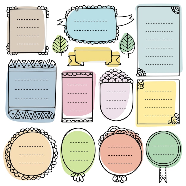 Cute doodle frames isolated on white.