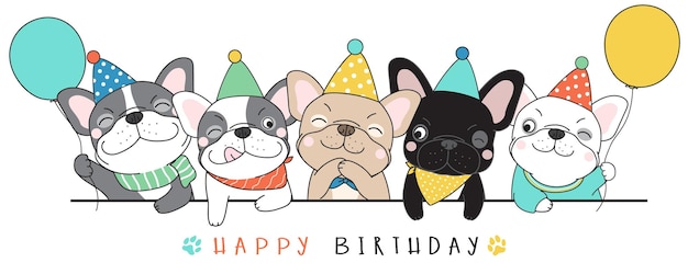 Cute doodle french bulldog illustration