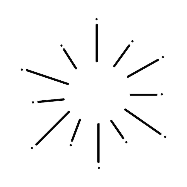 Милый рисунок, нарисованный вручную солнечными лучами, векторный минималистский образ, изолированный на белом фоне.