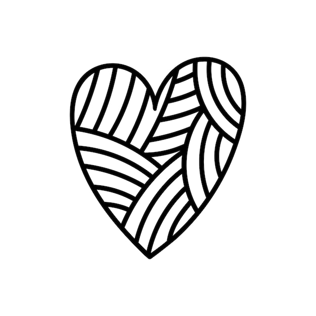 cute doodle heart isolated on white background vector handdrawn illustration