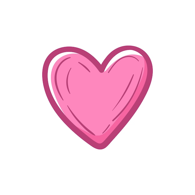 Cute doodle heart sign vector isolated illustration