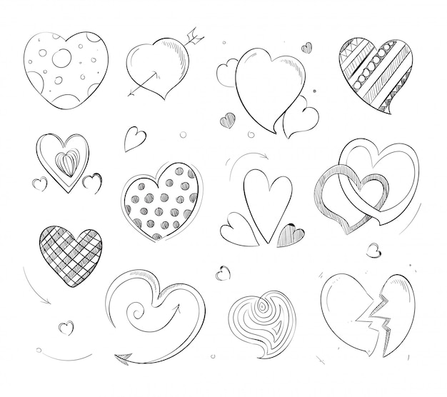 Cute doodle hearts