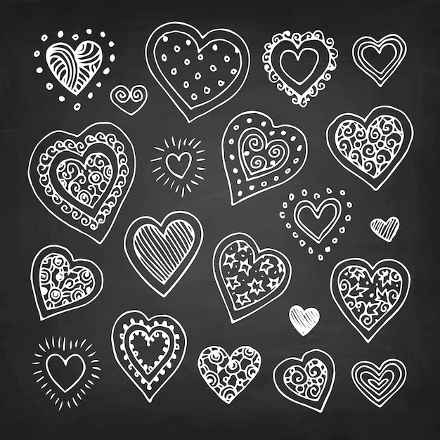 Vector cute doodle hearts