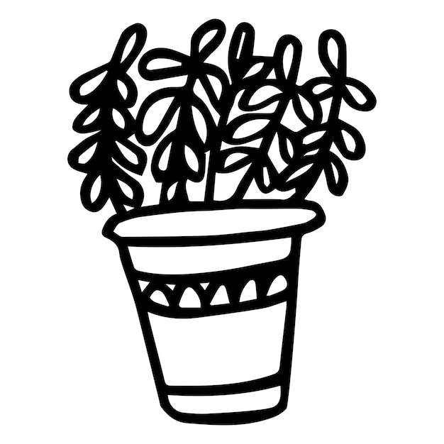 Cute doodle houseplant. Hand-drawn home flower. Vector illustration