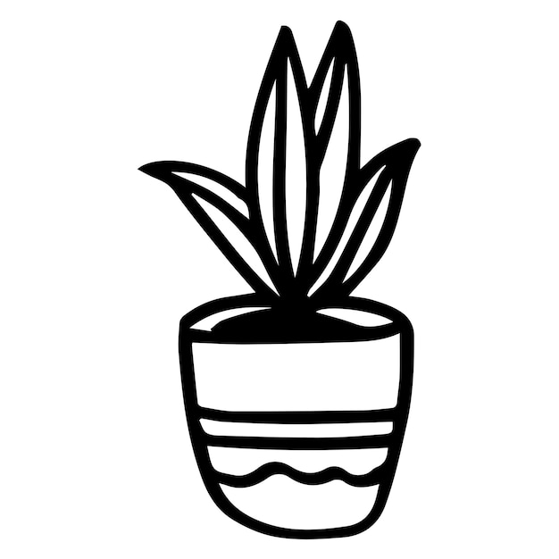 Cute doodle houseplant. hand-drawn home flower. vector illustration