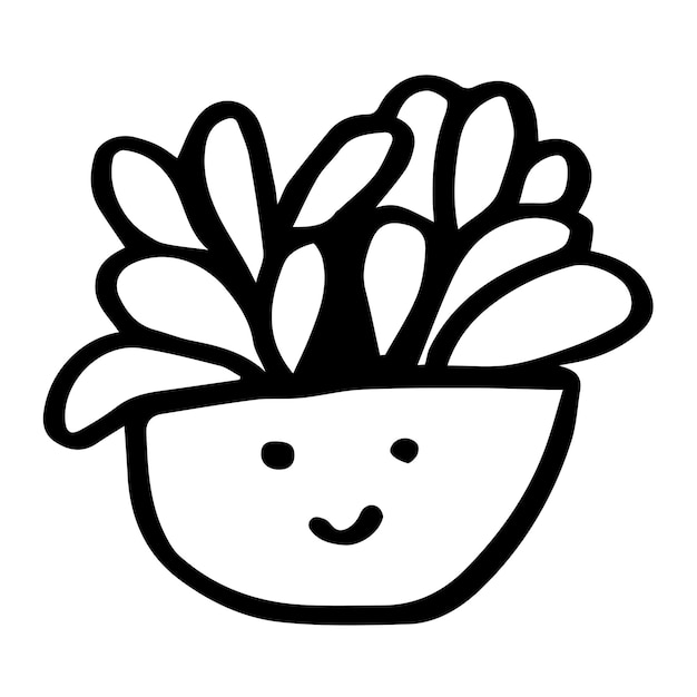 Cute doodle houseplant. Hand-drawn home flower. Vector illustration