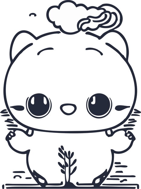 cute doodle line art vector