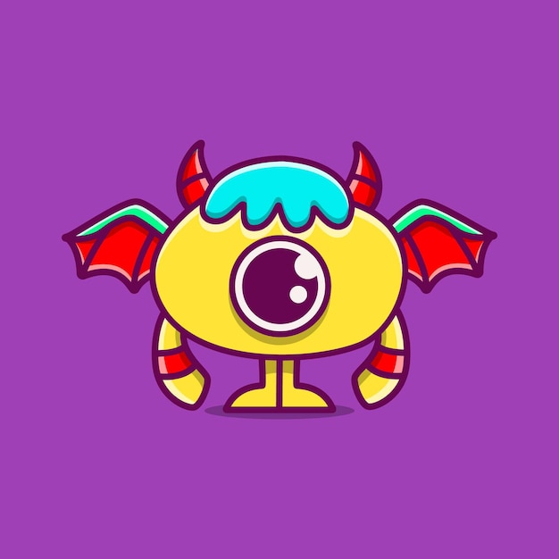 Cute doodle monster cartoon  illustration