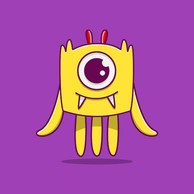 cute doodle monster cartoon isolated on purple