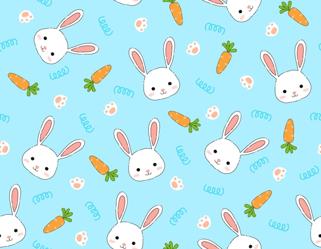 Vector cute doodle rabbit pattern