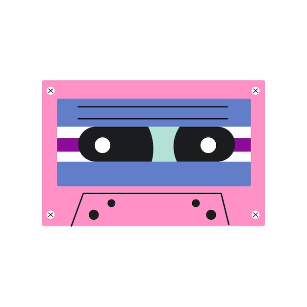 Vector cute doodle retro stereo music cassette