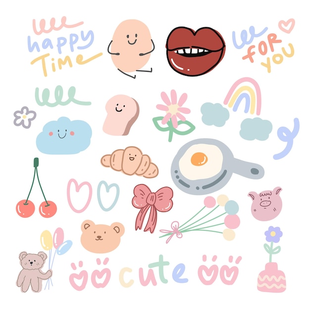 Vector cute doodle shapes for template