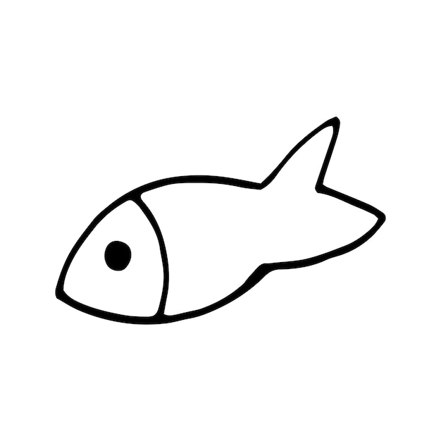 Carino doodle singolo pesce mondo sottomarino per bambini libro da colorare e design estivo