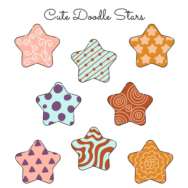 Vector cute doodle stars