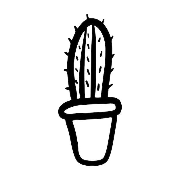 Cute doodle style kawaii cactus vector isolated illustration