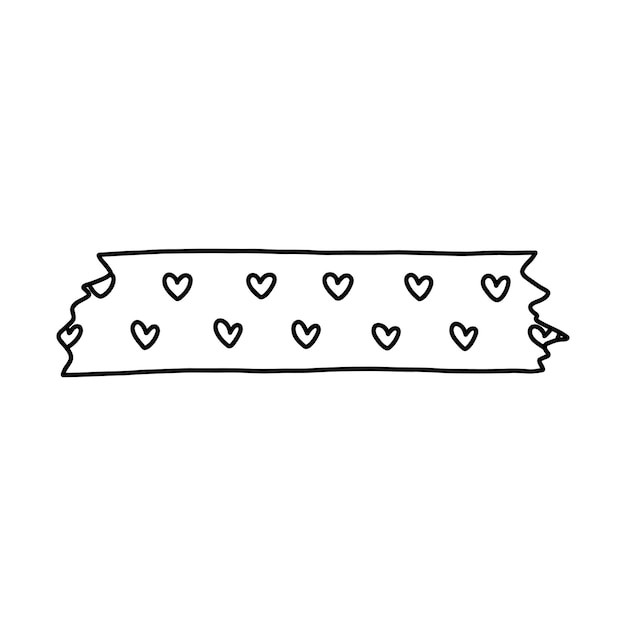 Милая лента ваши с рисунком сердца Клейкая лента с черно-белым орнаментом Эстетическая декоративная лента с разорванными краями для скрепбука планировщика ноутбука ремесла