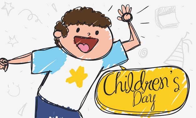 Cute doodle with boy saluting at you in Children's Day