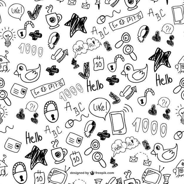 Vector cute doodles seamless pattern