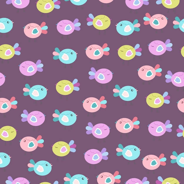 cute dot bird spring seamless pattern