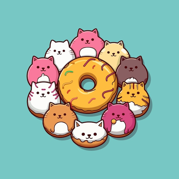 Cute doughnut in cat animal shape