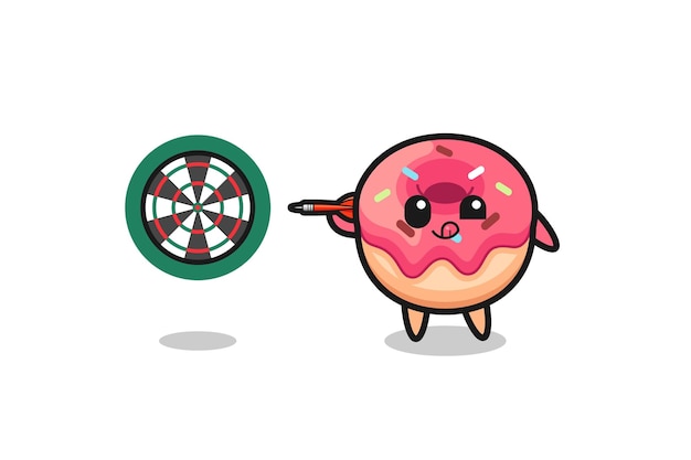 Cute doughnut is playing dart