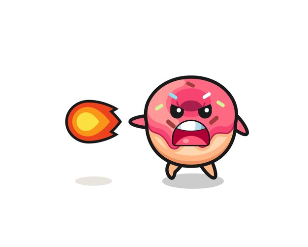 Cute doughnut mascot is shooting fire power cute design