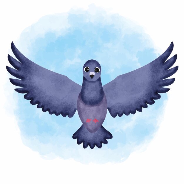 Vector cute dove watercolor blue background