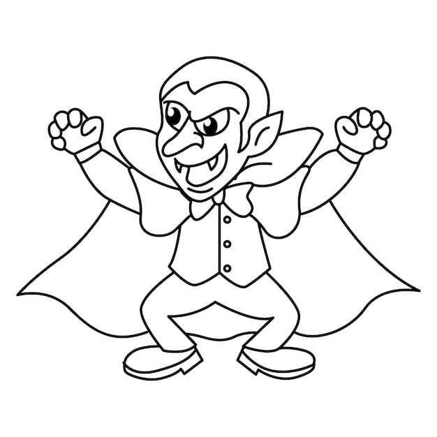 Cute dracula cartoon coloring page illustration vector For kids coloring book