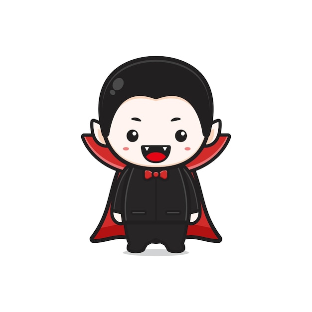 Cute dracula halloween character cartoon icon illustration. design isolated flat cartoon style