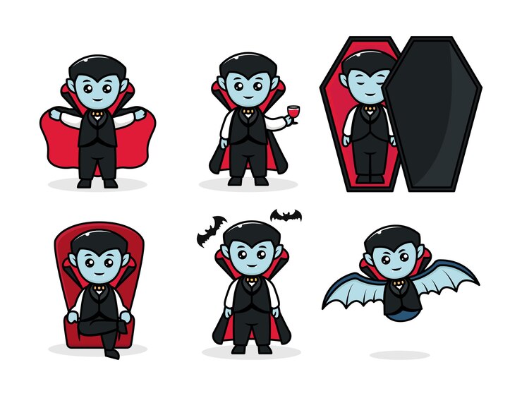Vector かわいいドラキュラキッズコスチュームハロウィンマスコットロゴデザインイラスト